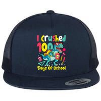 I Crushed 100 Days Of School , Dinosaur Kids Boys Funny Design Flat Bill Trucker Hat