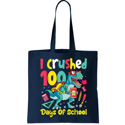 I Crushed 100 Days Of School , Dinosaur Kids Boys Funny Design Bag
