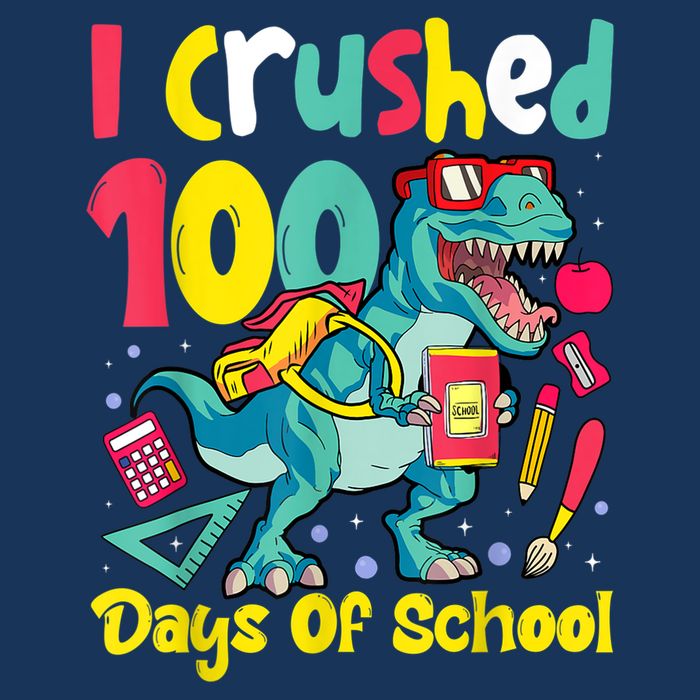 I Crushed 100 Days Of School , Dinosaur Kids Boys Funny Design Tall Sweatshirt