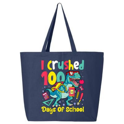 I Crushed 100 Days Of School , Dinosaur Kids Boys Funny Design 25L Jumbo Tote