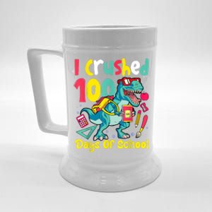 I Crushed 100 Days Of School , Dinosaur Kids Boys Funny Design Beer Stein