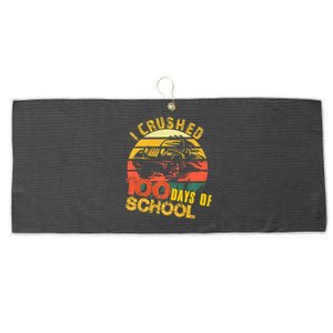 I Crushed 100 Days Of School Truck Gift Large Microfiber Waffle Golf Towel