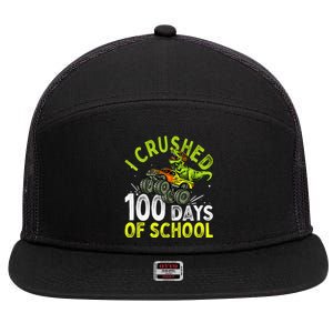 I Crushed 100 Days Of School Dinosaur Monster Truck Great Gift 7 Panel Mesh Trucker Snapback Hat