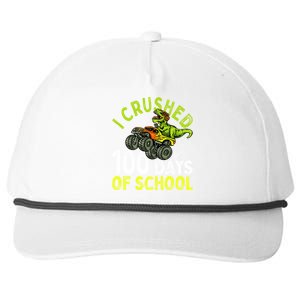 I Crushed 100 Days Of School Dinosaur Monster Truck Great Gift Snapback Five-Panel Rope Hat