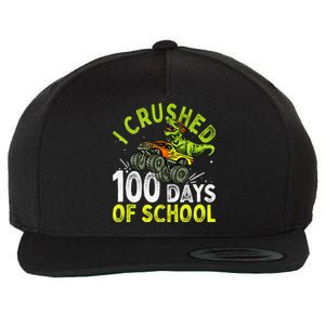 I Crushed 100 Days Of School Dinosaur Monster Truck Great Gift Wool Snapback Cap