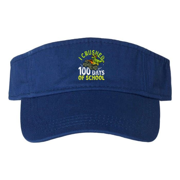 I Crushed 100 Days Of School Dinosaur Monster Truck Great Gift Valucap Bio-Washed Visor