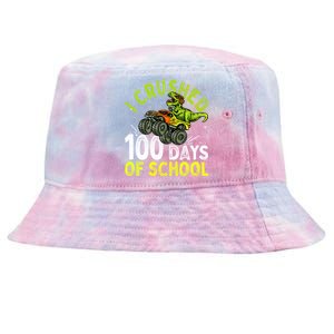 I Crushed 100 Days Of School Dinosaur Monster Truck Great Gift Tie-Dyed Bucket Hat