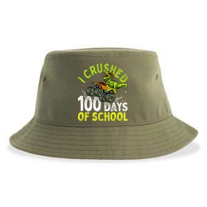 I Crushed 100 Days Of School Dinosaur Monster Truck Great Gift Sustainable Bucket Hat