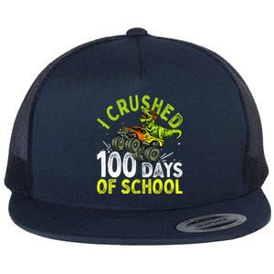 I Crushed 100 Days Of School Dinosaur Monster Truck Great Gift Flat Bill Trucker Hat