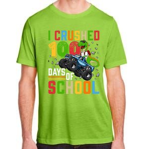 I Crushed 100 Days Of School Dinosaur Monster Truck Gift Adult ChromaSoft Performance T-Shirt