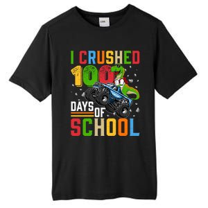 I Crushed 100 Days Of School Dinosaur Monster Truck Gift Tall Fusion ChromaSoft Performance T-Shirt