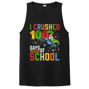 I Crushed 100 Days Of School Dinosaur Monster Truck Gift PosiCharge Competitor Tank