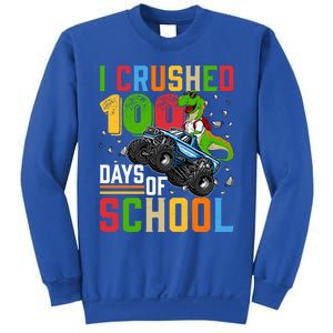 I Crushed 100 Days Of School Dinosaur Monster Truck Gift Sweatshirt