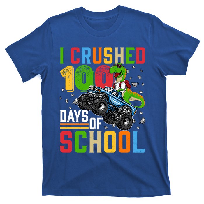 I Crushed 100 Days Of School Dinosaur Monster Truck Gift T-Shirt