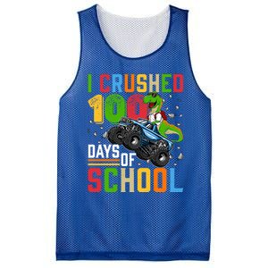 I Crushed 100 Days Of School Dinosaur Monster Truck Gift Mesh Reversible Basketball Jersey Tank