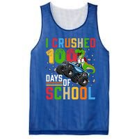 I Crushed 100 Days Of School Dinosaur Monster Truck Gift Mesh Reversible Basketball Jersey Tank