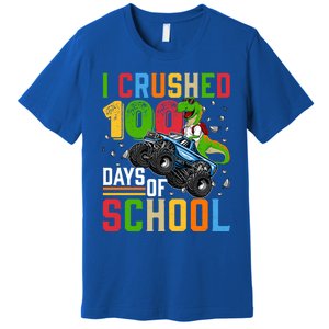 I Crushed 100 Days Of School Dinosaur Monster Truck Gift Premium T-Shirt