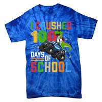 I Crushed 100 Days Of School Dinosaur Monster Truck Gift Tie-Dye T-Shirt