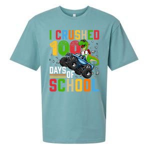 I Crushed 100 Days Of School Dinosaur Monster Truck Gift Sueded Cloud Jersey T-Shirt