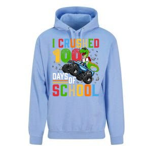 I Crushed 100 Days Of School Dinosaur Monster Truck Gift Unisex Surf Hoodie