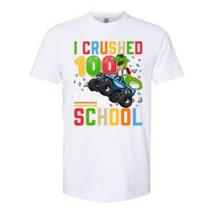 I Crushed 100 Days Of School Dinosaur Monster Truck Gift Softstyle CVC T-Shirt