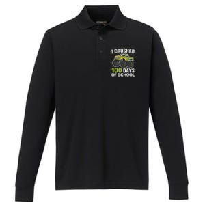 I Crushed 100 Days Of School Celebration For Students Performance Long Sleeve Polo