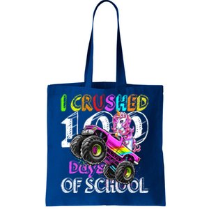 I Crushed 100 Days Of School Unicorn Monster Truck Funny Gift Tote Bag