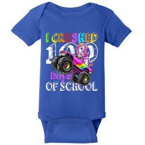 I Crushed 100 Days Of School Unicorn Monster Truck Funny Gift Baby Bodysuit