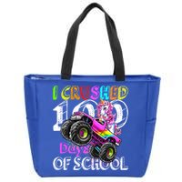 I Crushed 100 Days Of School Unicorn Monster Truck Funny Gift Zip Tote Bag