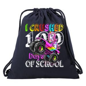 I Crushed 100 Days Of School Unicorn Monster Truck Funny Gift Drawstring Bag