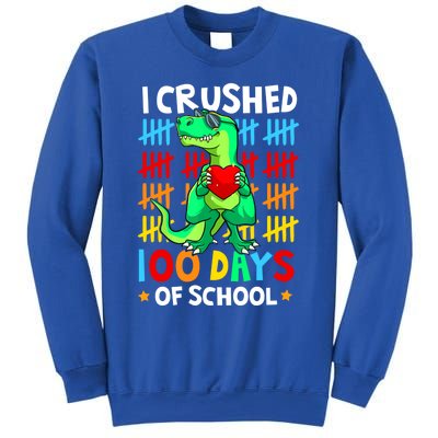 I Crushed 100 Days Of School Dinosaur T Rex Smarter Brighter Gift Sweatshirt