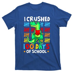 I Crushed 100 Days Of School Dinosaur T Rex Smarter Brighter Gift T-Shirt