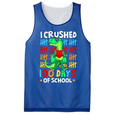 I Crushed 100 Days Of School Dinosaur T Rex Smarter Brighter Gift Mesh Reversible Basketball Jersey Tank