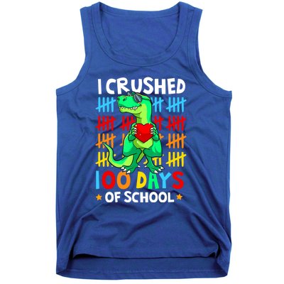 I Crushed 100 Days Of School Dinosaur T Rex Smarter Brighter Gift Tank Top