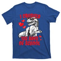 I Crushed 100 Days Of School Dinosaur T Rex Smarter Retro Gift T-Shirt