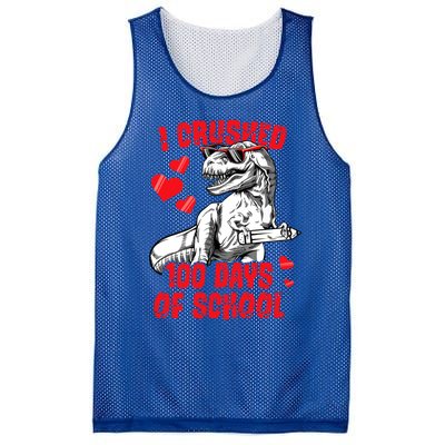 I Crushed 100 Days Of School Dinosaur T Rex Smarter Retro Gift Mesh Reversible Basketball Jersey Tank