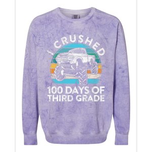 I Crushed 100 Days Of Third Grade Gift Fun 3rd Class School Cool Gift Colorblast Crewneck Sweatshirt