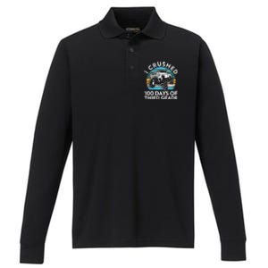 I Crushed 100 Days Of Third Grade Gift Fun 3rd Class School Cool Gift Performance Long Sleeve Polo