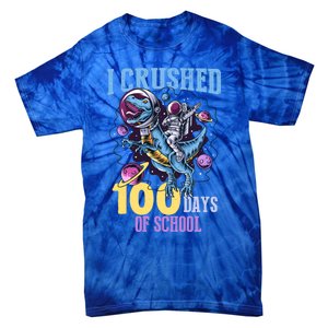 I Crushed 100 Days Of School Dinosaurs T Rex Student Gift Tie-Dye T-Shirt