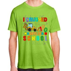 I Crushed 100 Days Of School Excavator Construction Great Gift Adult ChromaSoft Performance T-Shirt