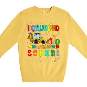 I Crushed 100 Days Of School Excavator Construction Great Gift Premium Crewneck Sweatshirt