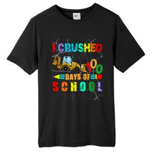 I Crushed 100 Days Of School Excavator Construction Great Gift Tall Fusion ChromaSoft Performance T-Shirt