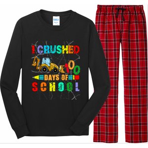 I Crushed 100 Days Of School Excavator Construction Great Gift Long Sleeve Pajama Set