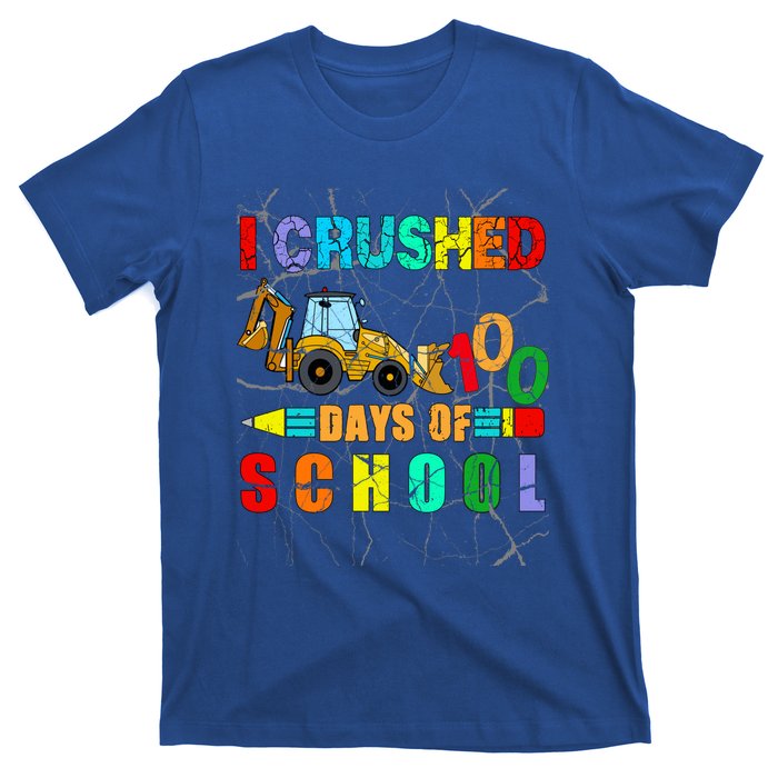 I Crushed 100 Days Of School Excavator Construction Great Gift T-Shirt