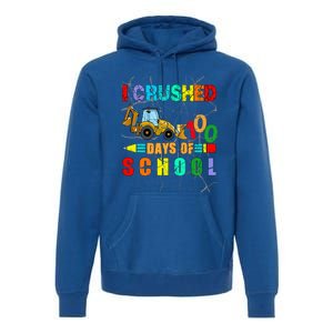 I Crushed 100 Days Of School Excavator Construction Great Gift Premium Hoodie