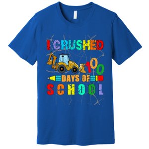 I Crushed 100 Days Of School Excavator Construction Great Gift Premium T-Shirt