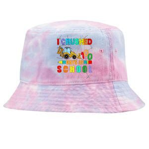 I Crushed 100 Days Of School Excavator Construction Great Gift Tie-Dyed Bucket Hat