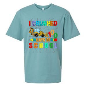 I Crushed 100 Days Of School Excavator Construction Great Gift Sueded Cloud Jersey T-Shirt