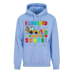 I Crushed 100 Days Of School Excavator Construction Great Gift Unisex Surf Hoodie