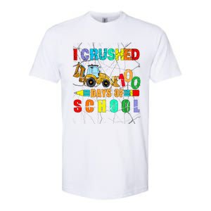 I Crushed 100 Days Of School Excavator Construction Great Gift Softstyle CVC T-Shirt